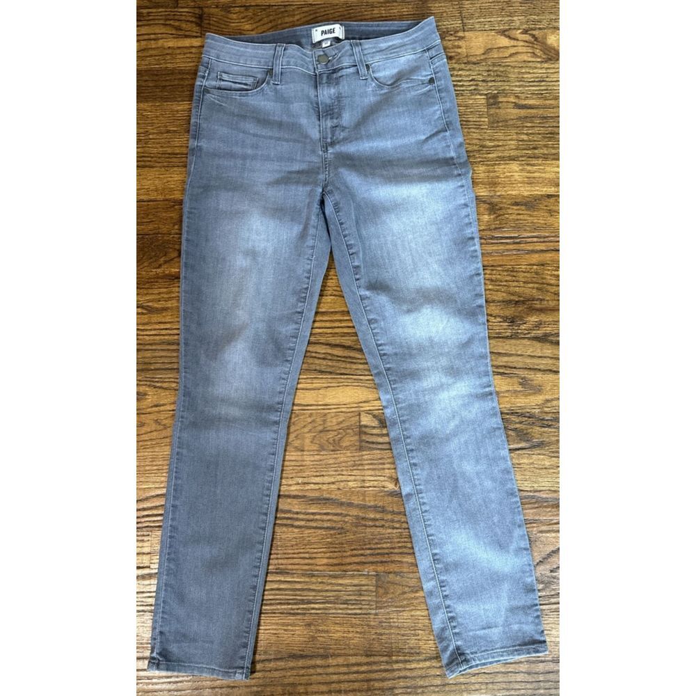 Paige Jeans Women W30X29‎ Gray Denim Skyline Ankle Peg Stretch Mid-Rise Pants - Picture 2 of 14